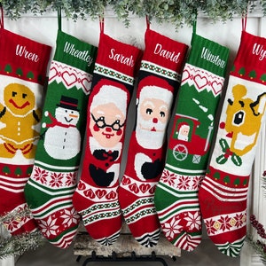 Extra Large Personalized Stocking, Long Custom Stocking, Family Knit Stockings, Embroidered Stocking, Christmas Stockings