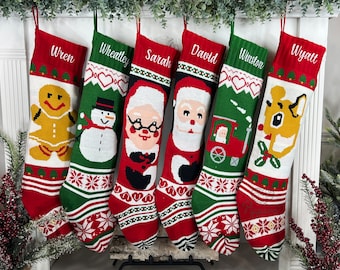 Extra Large Personalized Stocking, Long Custom Stocking, Family Knit Stockings, Embroidered Stocking, Christmas Stockings