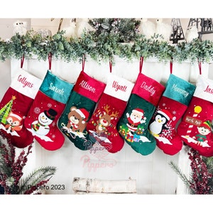 Velvet Stockings, Elegant Stockings, Embroidered Stocking, Family Stockings, Christmas Stockings, Classic Stockings