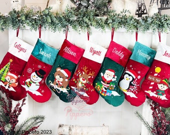 Velvet Stockings, Elegant Stockings, Embroidered Stocking, Family Stockings, Christmas Stockings, Classic Stockings