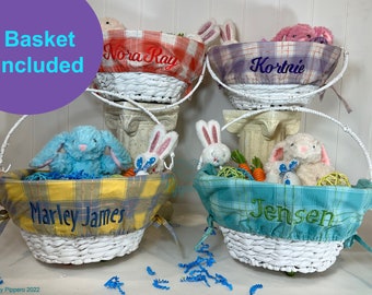 Personalized Wicker Easter Basket with Liner,  Customized Easter Basket with Liner, Boy's Easter Basket, Girl's Easter Basket