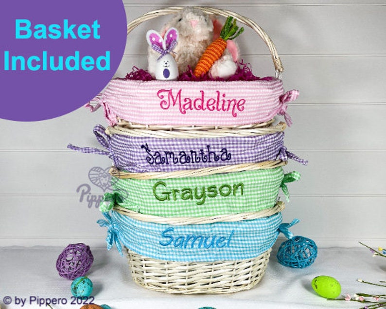 Personalized Wicker Easter Basket with Liner  Customized image 1