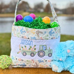 Personalisierter gesteppter Osterkorb für Jungen, individueller Osterkorb, Kinder-Osterkorb, gestickter Korb