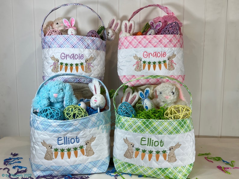 Personalized Boy's Quilted Easter Basket  Customized image 1