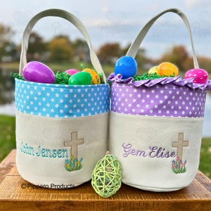 Cross Personalized Easter Basket,  Customized Easter Basket, Kid&#39;s Easter Basket, Custom Easter Basket, Christian Easter Basket