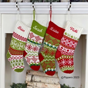Benutzerdefinierte Weihnachtsstrumpf | Personalisierter gestickter Strumpf - Monogramm-Familien-Weihnachtsstrumpf