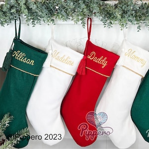 Wool Stockings,  Elegant Stockings, Embroidered Stocking, Family Stockings, Christmas Stockings, Classic Stockings, Custom Stockings