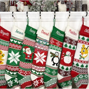 Extra Large Personalized Stocking, Long Custom Stocking, Family Knit Stockings, Baby Stocking, Embroidered Stocking, Christmas Stockings