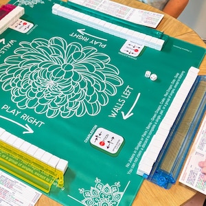 Personalized Embroidered Custom Mahjong Mat, Monogrammed Mahjong Game Mat, Mah Jongg Table Mat, Mahjong gift, Green Mahjong Neoprene Mat