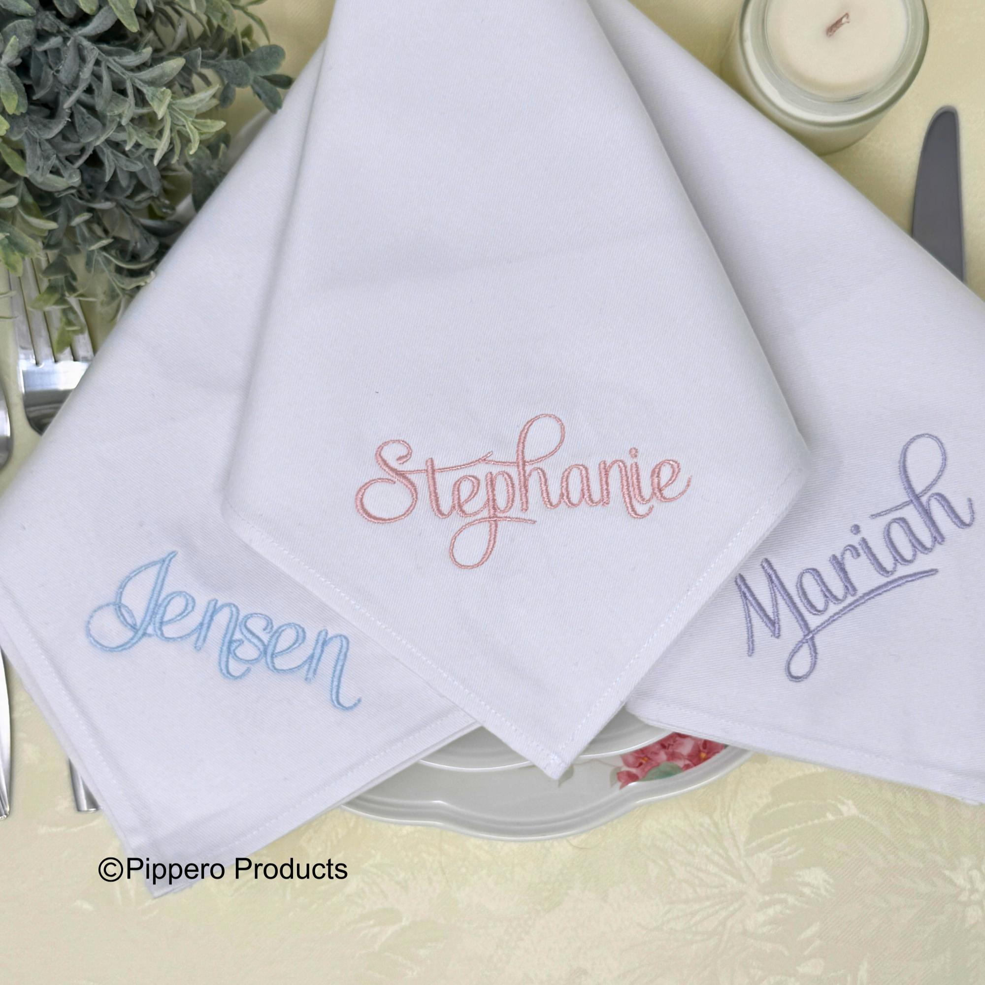 Monogrammed Cloth Napkins: Embroidered Dinner Napkins, Set of 4