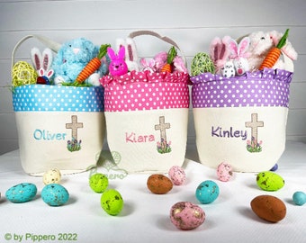 Cross Personalized Easter Basket,  Customized Easter Basket, Kid's Easter Basket, Custom Easter Basket, Christian Easter Basket