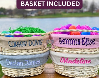 Personalized Wicker Easter Basket with Liner,  Customized Easter Basket with Liner, Boy's Easter Basket, Girl's Easter Basket