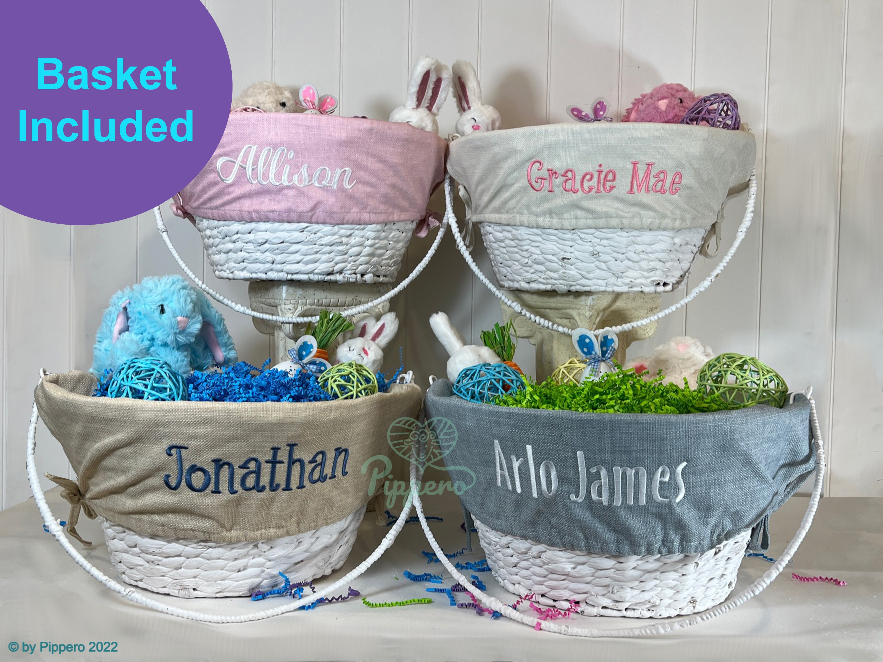 Natural Personalized Easter Basket Liner – Porter Lane Home