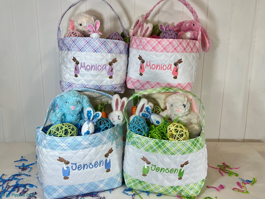 Personalized Quilted Easter Basket Customized Easter Basket Etsy