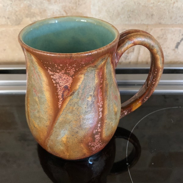 Coppery Stoneware Mug, Hand Made  Pottery,  Wheel Thrown  Ceramic