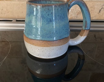 Speckled Pottery Mug, 14 Ounce Blue Stoneware Mug, Hand Made  Coffee Tea Cup, Wheel Thrown