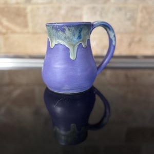 Purple Pottery Mug, Wheel Thrown Stoneware Coffee Tea Cup, Hand Made Pottery, 16 Ounce
