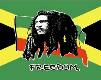 BOB MARLEY Freedom FLAG Jamaïque Rasta Rasta reggae 150 cm x 90 cm 5 x 3 pieds