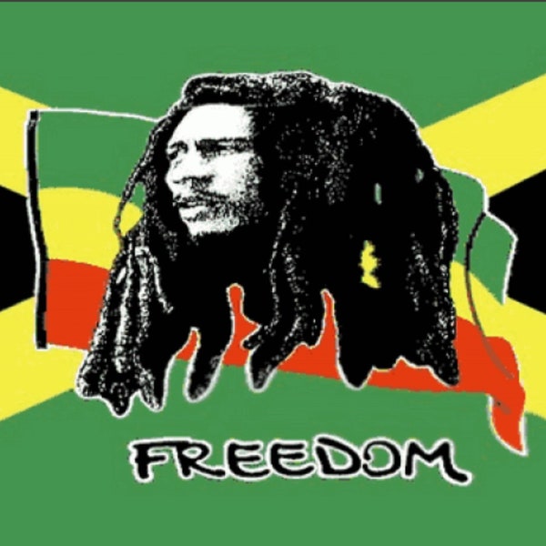 BOB MARLEY Freedom FLAG Jamaica Rasta Rastafarian Reggae 150cm x 90cm 5x3 feet