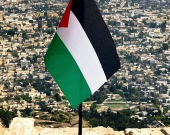 PALESTINE TABLE FLAG 15cm x 10cm Stands 25cm in Base Gaza West Bank