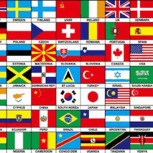70 NATIONS Polyester flag 150cm x 90cm 5x3 feet