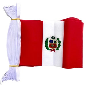 PERU with crest FLAG BUNTING 9 metres 30 flags