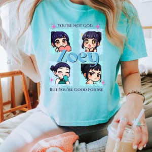 Kpop demon hunters Zoey comfort color boxy tee/ huntrix/ saja boys/ little soda pop/ golden/ takedown/ movie merch/ rumi, Mira, and Zoey