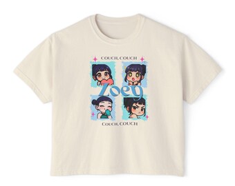 Camiseta cuadrada para mujer "Couch Potato", bonita camiseta gráfica, regalo para ella, ropa informal para el día a día, top para amantes del anime, ropa acogedora para estar en casa.