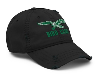 BIRD GANG Distressed Dad Hat / Go Birds / Hit em Low Hit em High / Philadelphia / eagles Nation / Football Saison