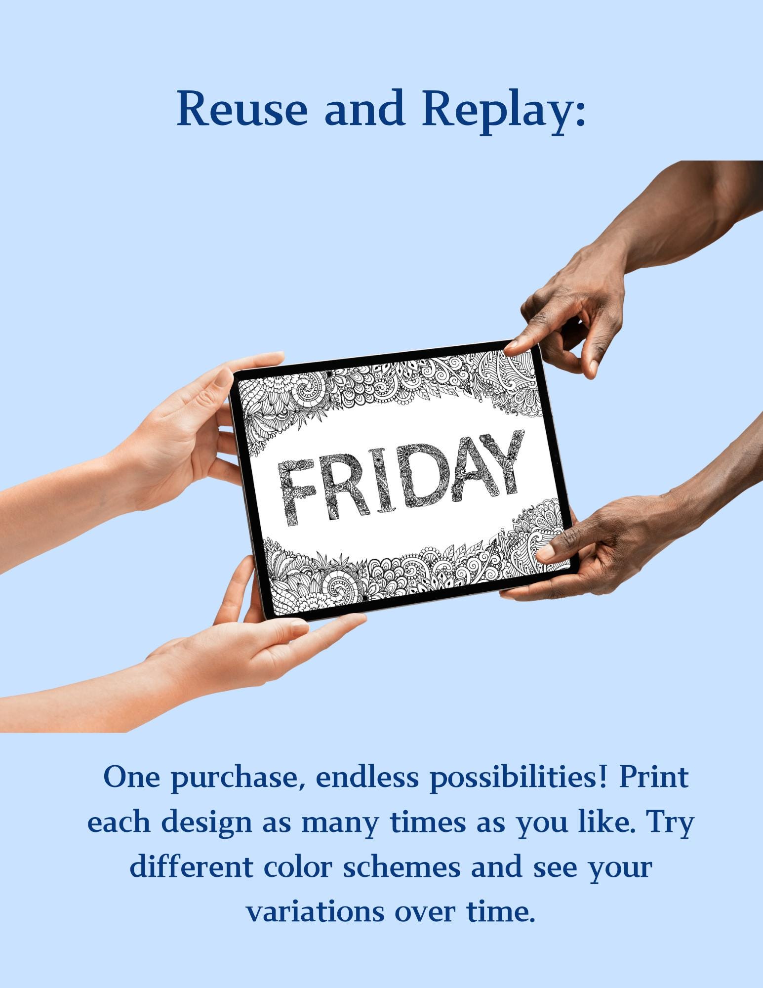 Days of the Week Mandala Coloring Pages | Instant Digital Download ...
