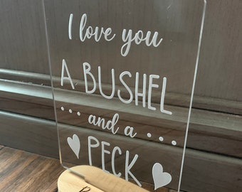 Personalized Acrylic Color Changing LED Night Light I love you a bushel and a peck sign Customized nursery decor Kids Room Baby Shower Gift