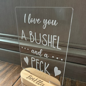 Personalized Acrylic Color Changing LED Night Light I love you a bushel and a peck sign Customized nursery decor Kids Room Baby Shower Gift