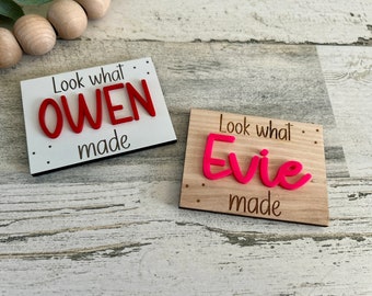 Look what I made magnet Personalized Kids Magnet Art Holder Kids Art Display Fridge Magnet Custom magnet Kids Artwork Holder Kids Gift