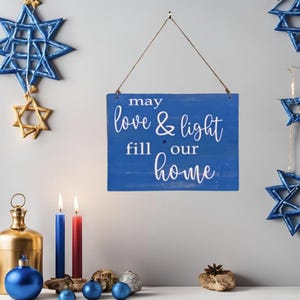 Love and Light Rustic Hanukkah Sign Pallet Wood Sign Chanukkah Light sign Blue Hanukkah Sign Rustic Pallet Decor Hanukkah Decor Door Hanger