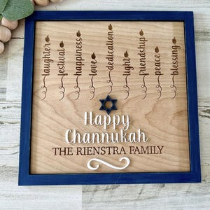 Hanukkah Wood menorah personalized Sign Chanukah Decoration Happy hanukkah rustic door sign Customized Jewish holiday sign love and light