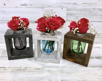 Rustic Mason Jar Vase Holder Mason Jar Centerpiece Rustic Wedding Decorations Baby Shower Floral Arrangement Wood Mason Jar Holder