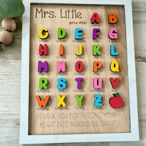 ABC Teacher Sign Teacher Gift Teacher Appreciation Gift Personalized ...