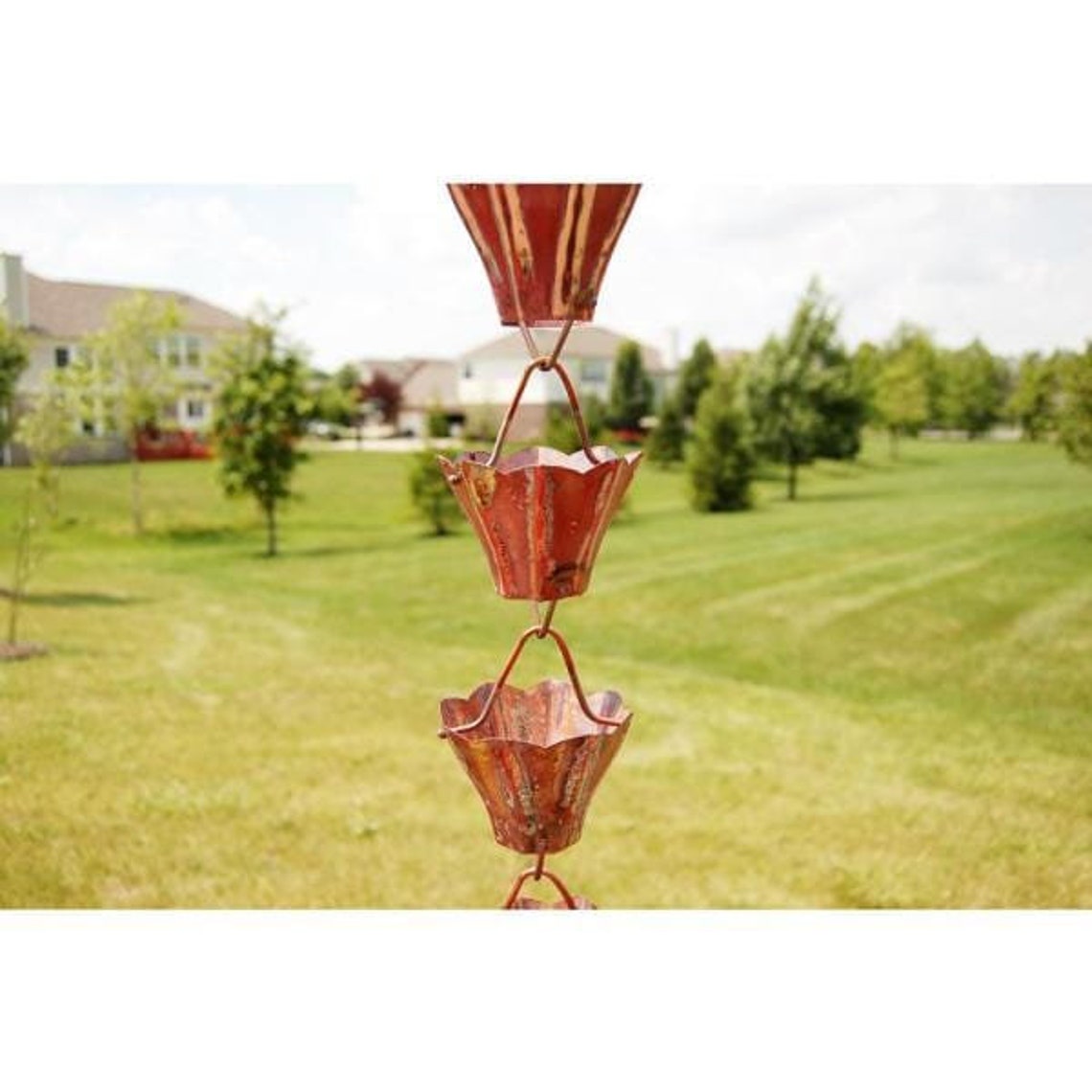 Aged Pure Copper Flower Rain Chain Etsy