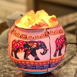 Elephant Himalayan Aromatherapy Salt Lamp with UL Listed Dimmer Cord, Handcrafted Artisan Made