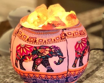 Elephant Himalayan Aromatherapy Salt Lamp with UL Listed Dimmer Cord, Handcrafted Artisan Made