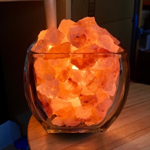 Votive Glass Himalayan Aromatherapy Salt Lamp with UL Listed Dimmer Cord, Handcrafted Artisan Made with Salt Crystals image 3