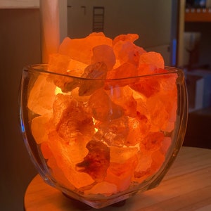 Votive Glass Himalayan Aromatherapy Salt Lamp with UL Listed Dimmer Cord, Handcrafted Artisan Made with Salt Crystals