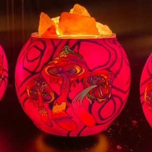 Psychedelic Mushroom  Aromatherapy Salt Lamp with UL Listed Dimmer Cord, Handcrafted Artisan Made