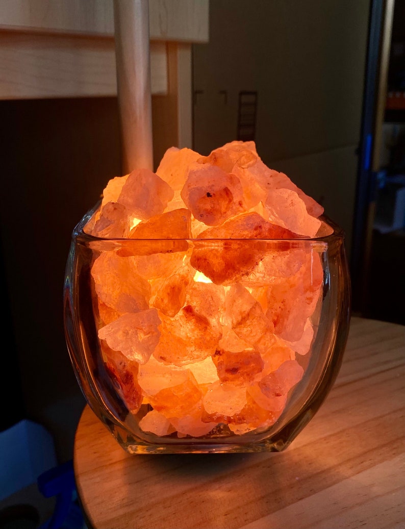 Votive Glass Himalayan Aromatherapy Salt Lamp with UL Listed Dimmer Cord, Handcrafted Artisan Made with Salt Crystals image 3