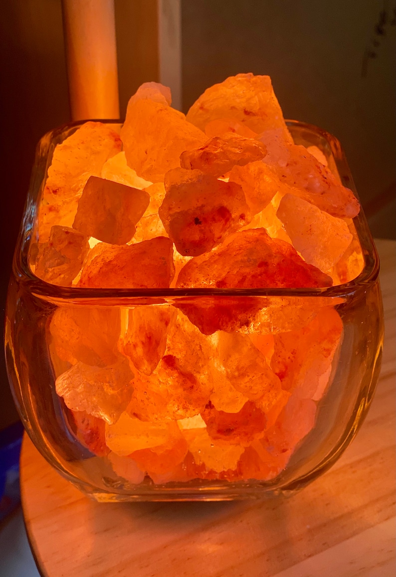 Votive Glass Himalayan Aromatherapy Salt Lamp with UL Listed Dimmer Cord, Handcrafted Artisan Made with Salt Crystals image 4