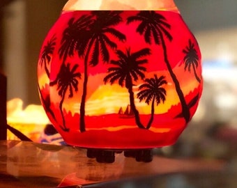 Hawaiian Sunset  Aromatherapy Salt Lamp with UL Listed Dimmer Cord, Handcrafted Artisan Made