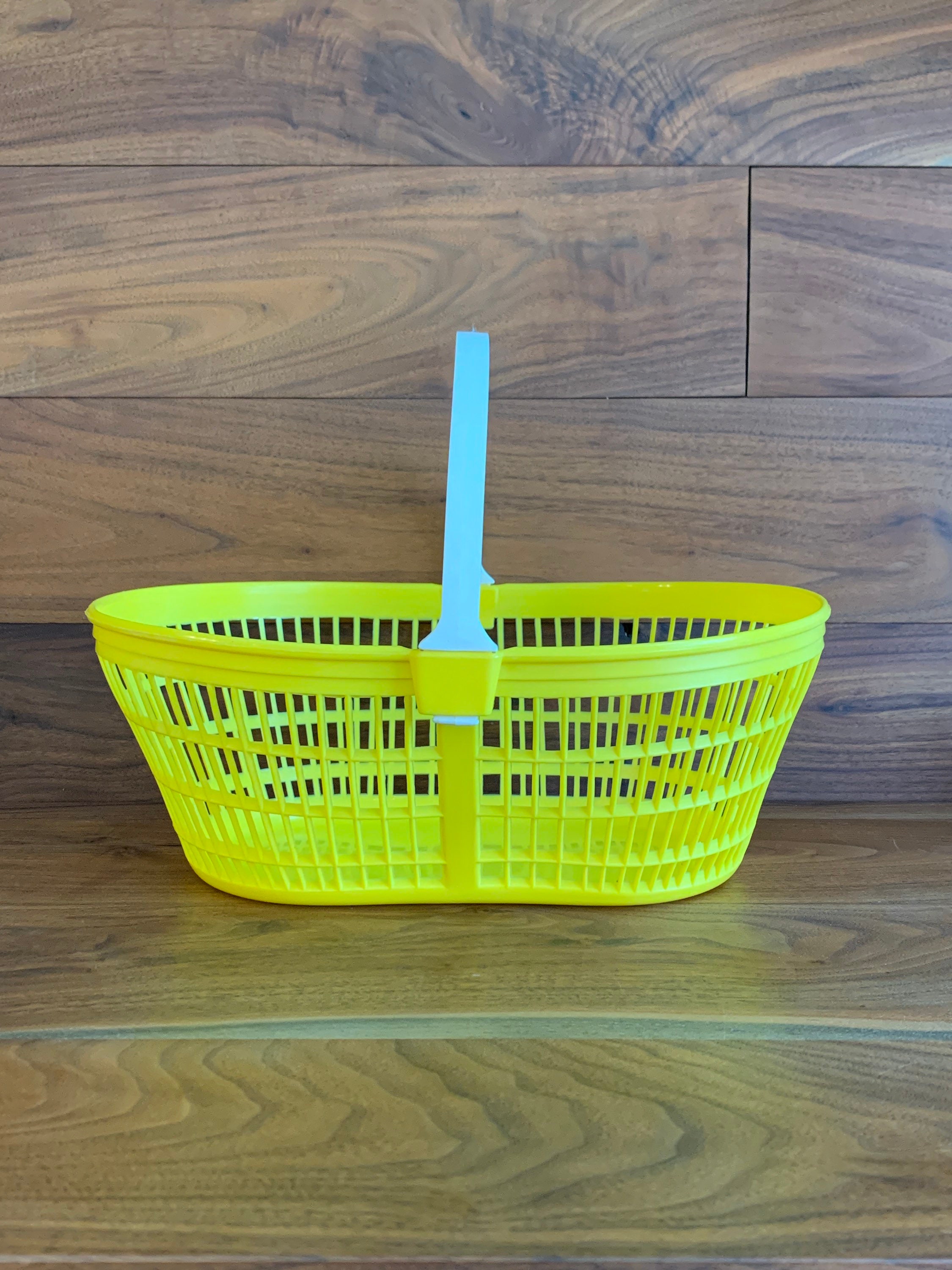 Vintage Yellow Plastic Basket Etsy