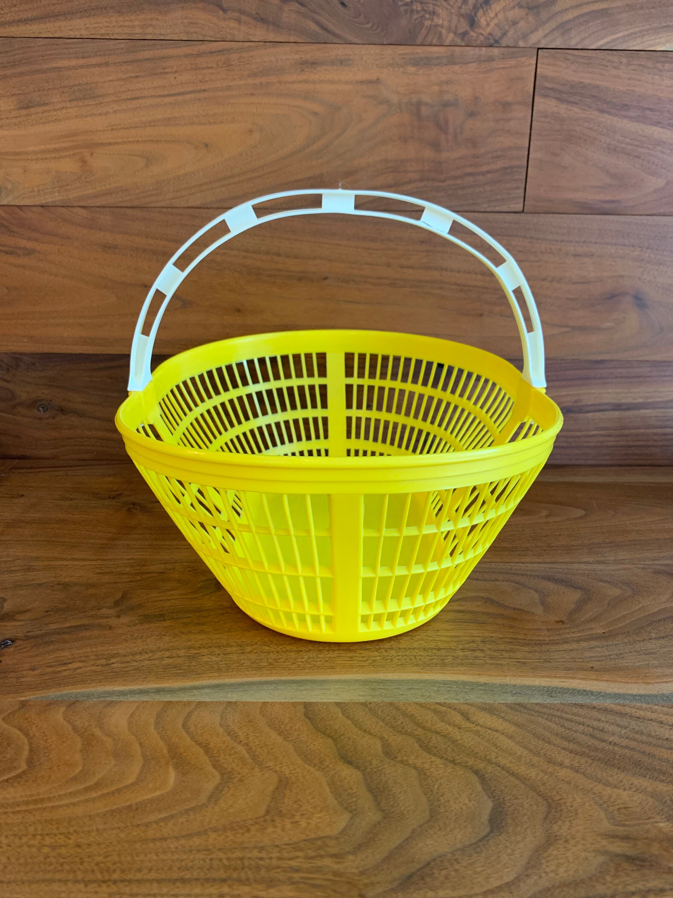 Vintage Yellow Plastic Basket Etsy