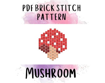 May include: PDF Brick Stitch Pattern for a red and white mushroom. The pattern is for a beaded mushroom.