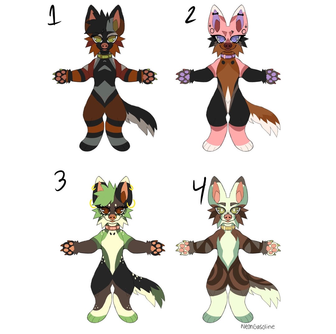 Canine Puppy Dog Fursona Furry Adopt Character Hyena Green - Etsy